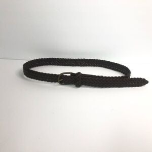 lands end brown leather braided belt large 1 inch wide classic work wear staple
